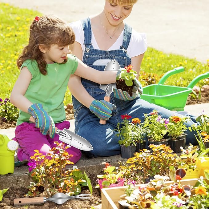 Weed Puller Tool, 6 Piece Stainless Steel Heavy Duty Weeding Tool, Weed Puller, Crack Weeder Tool, Weed Remover Tool with Ergonomic Wooden Handle, Gardening Gifts for Women