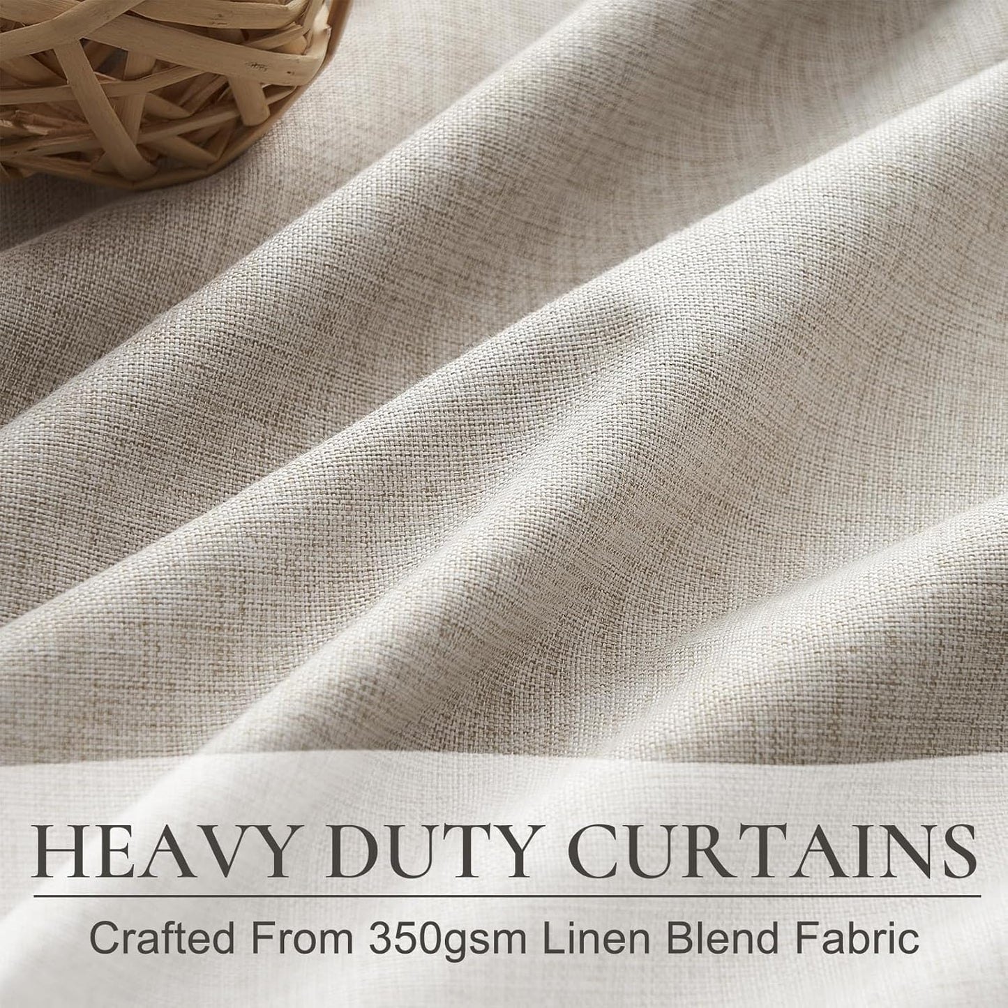 95 Inch Curtains 2 Panel Set,Boho Linen Thick Textured Window Treatments Curtains for Track System Pinch Pleated Draft Blocking Weather Drapes Patio Door/ Nursery Blackout 95 Inches Long Drapes