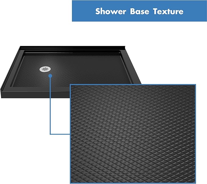 DreamLine SlimLine 36 in. D x 54 in. W x 2 3/4 in. H Left Drain Double Threshold Shower Base in Black, DLT-1036541-88