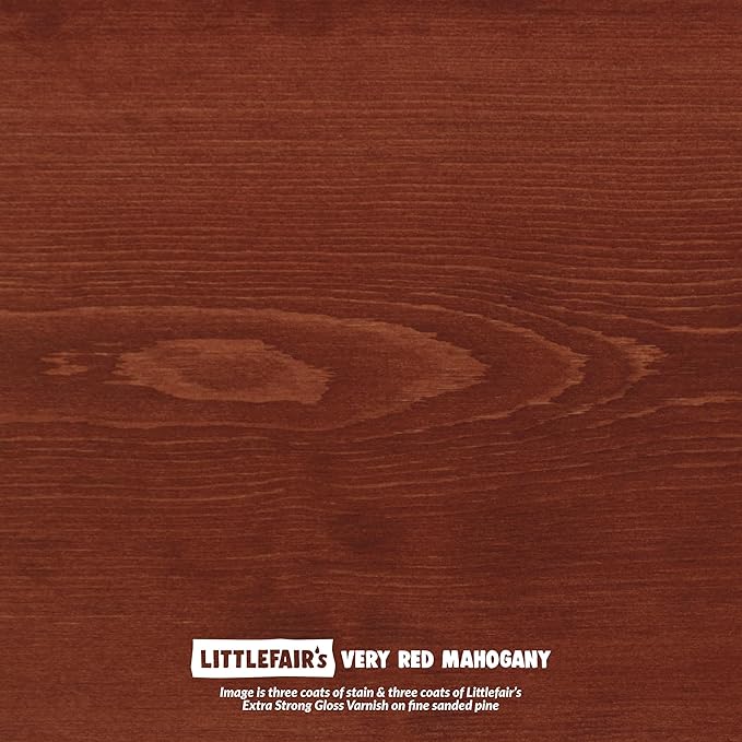 Littlefair's Wood Stain Water Based - 8.5oz/250ml - Indoor Furniture Stain Light & Dark Finishes - Special Non Toxic & Eco Friendly Formula - Wood Stain for Crafts - Color: Very Red Mahogany