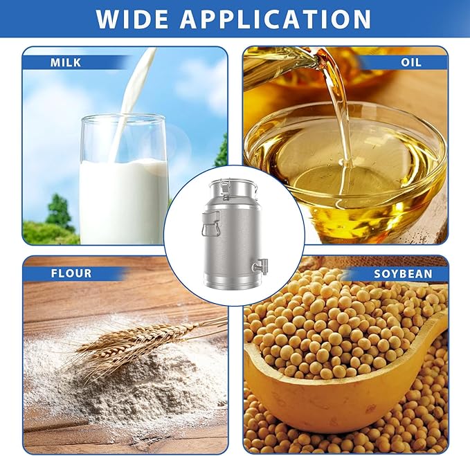 Milk Can, 304 Stainless Steel 28 Liter Milk Can, Milk Bucket Wine Pail Bucket with Spigot, 6.6 Gallon Milk Can with Sealed Lid and Stainless Steel Ladle Sealed Lid Heavy Duty for Milk Can.