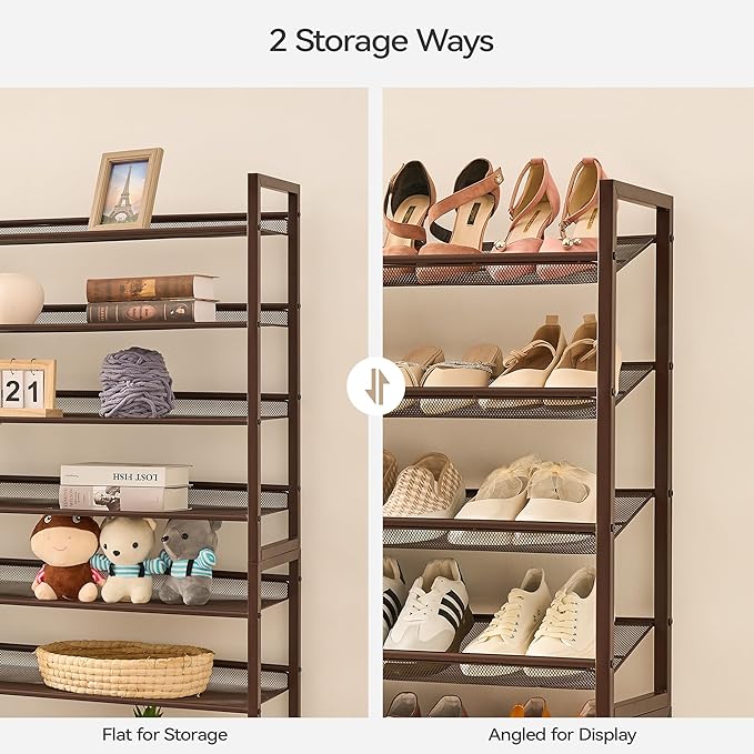 Shoe Rack, Long Shoe Organizer,Max Holds 50 Pairs,8 Tier Metal Shoe Storage Shelf,4-Tier Stackable Shoes Organizer for Garage, Entryway,Bronze