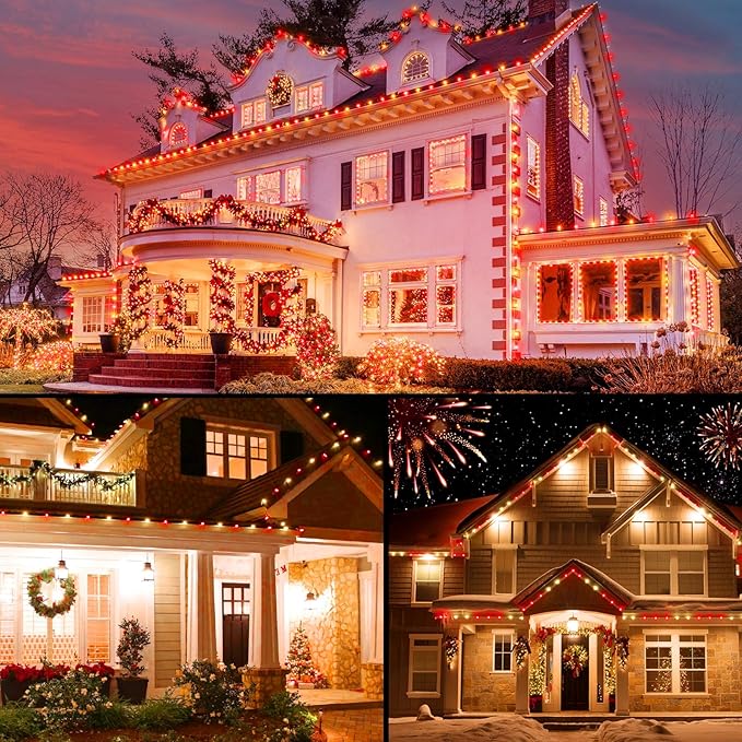 Brightown 25 Pack C9 LED Christmas Light Bulbs, Red and Warm White Plastic C9 Shatterproof LED Bulbs Replacement for Christmas String Lights, E17 Intermediate Base