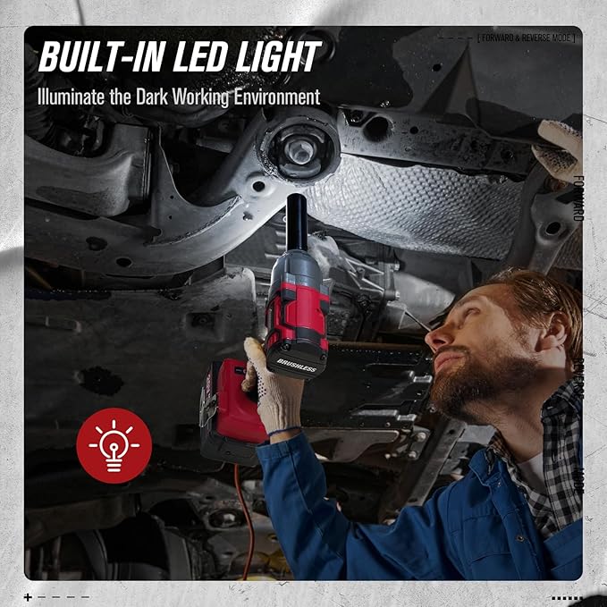 AVID POWER 1/2 Impact Wrench Brushless, 20V Cordless Impact Gun w/ 3 Variable Speeds, Max Torque 370ft-lbs (500N.m), 3.0Ah Li-ion Battery, 4Pcs Impact Sockets, Fast Charger