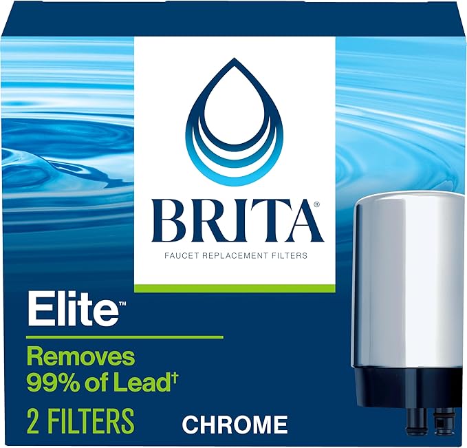 Brita Faucet Water Filter for Sink Water Filtration System, BPA-Free, Reduces 99% of Lead, Replaces 750 Plastic Water Bottles, Lasts Four Months or 100 Gallons, Includes 2 Filters, Chrome