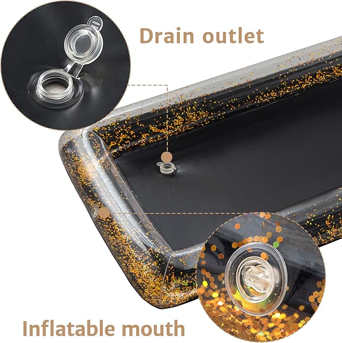 HBlife 2 PCS Inflatable Serving Bar, Inflatable Buffet Cooler for Party, BBQ, Luau, Salad Ice Tray Food Drink Containers with Drain Plug and 1 Hand Air Pump,