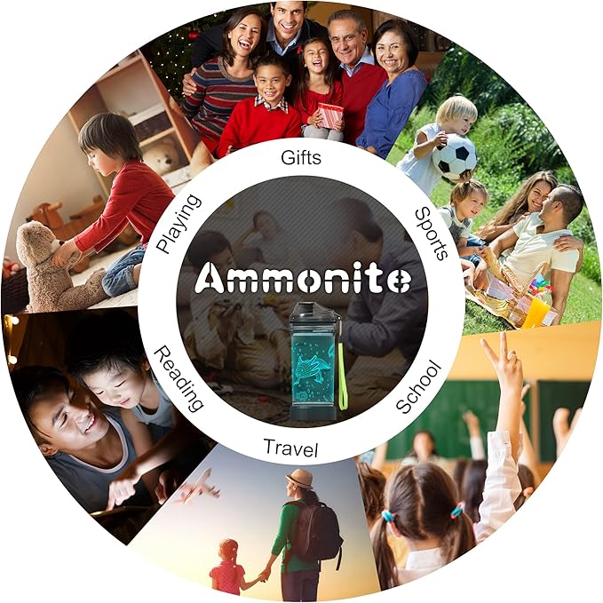 Axolotl Water Bottle with 3D Glowing LED Light - 14 OZ Tritan BPA Free - Creative Ideal Travel Cup Gift for School Kid Boy Child Gamer Holiday Camping Picnic