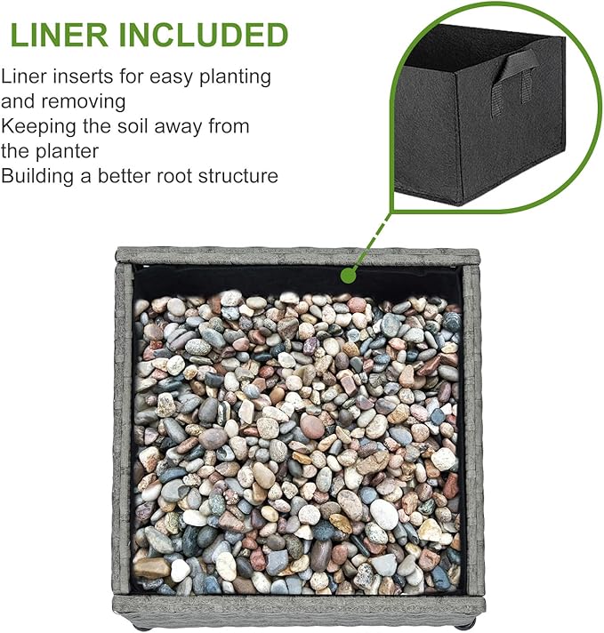 LEWIS&WAYNE Outdoor Umbrella Base with Fillable Planter Box Heavy Duty Patio Umbrella Stand with 4 Wheels Rolling Umbrella Holder for Outdoor Patio Deck Garden