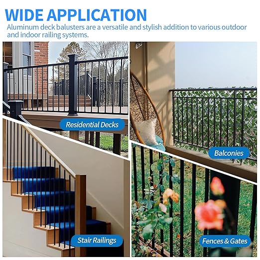 100 Pack 36" Aluminum Deck Balusters,3/4" Round Aluminum Balusters for Deck Railing,with Screws & Connectors,Black Deck Rail Spindles for Wood/Composite Fencing