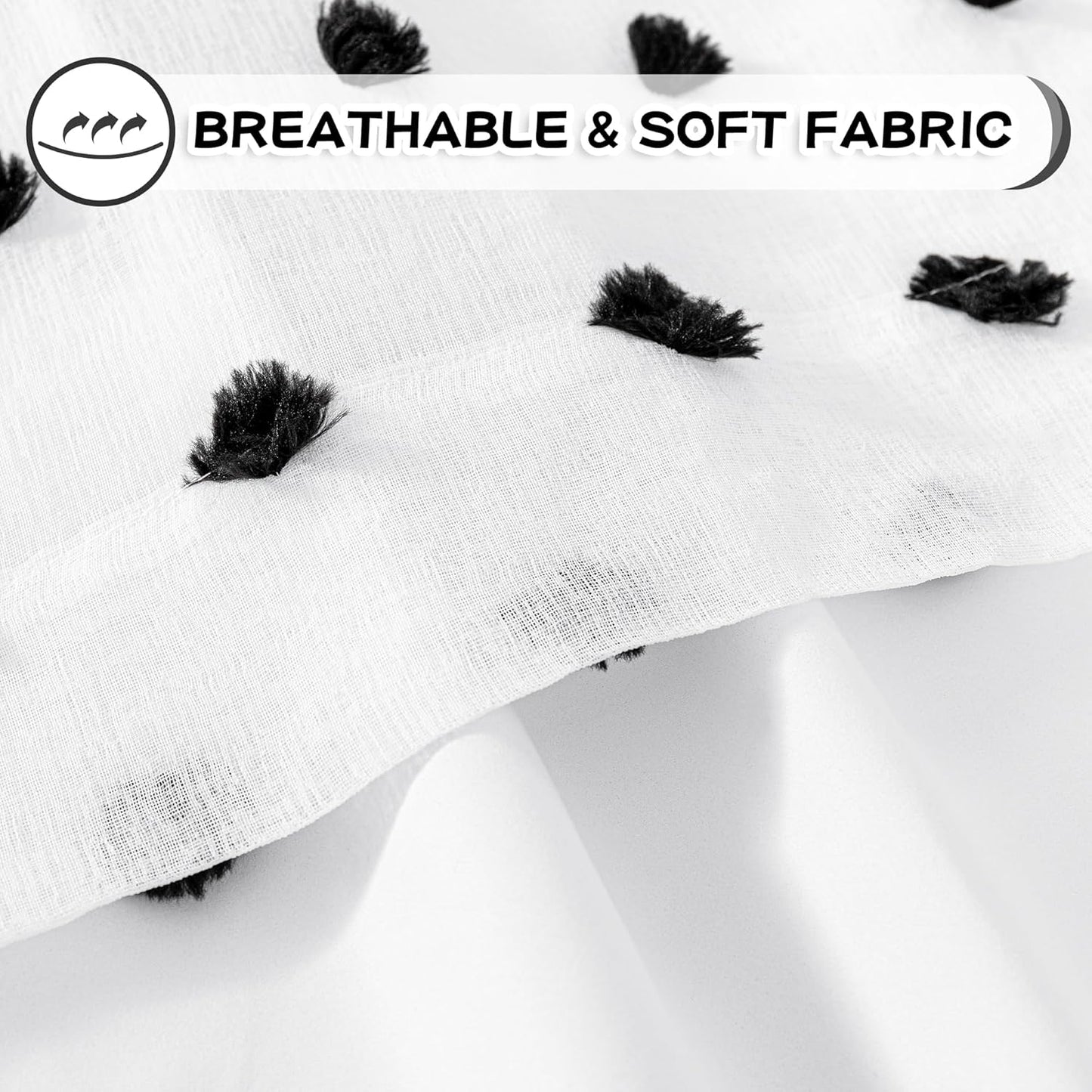 MYSKY HOME Blackout Curtains for Kids Bedroom 100% Light Block Out Thermal Insulated Curtain 63 Inches Grommet Room Darkening Curtains Privacy Window Drapes with Black Pom Pom Sheers，2 PCS, 52" x 63"