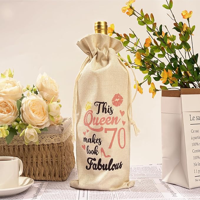 Happy Birthday Wine Bag Gift - 70th Birthday Gift Red Wine Bag 70th Birthday Gift Ideas Happy 70th Birthday Decor 70 Years Old Birthday Party Decoration Wine Bag Gifts for Women Men