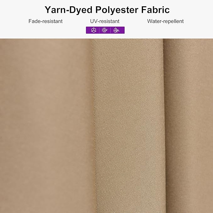 PURPLE LEAF 10 Feet Patio Umbrella Outdoor Table Umbrella Aluminum Round Market Umbrella with Push Button Tilt & 8 Sturdy Ribs and Crank Commercial Sun Umbrella for Garden Patio Balcony, Taupe