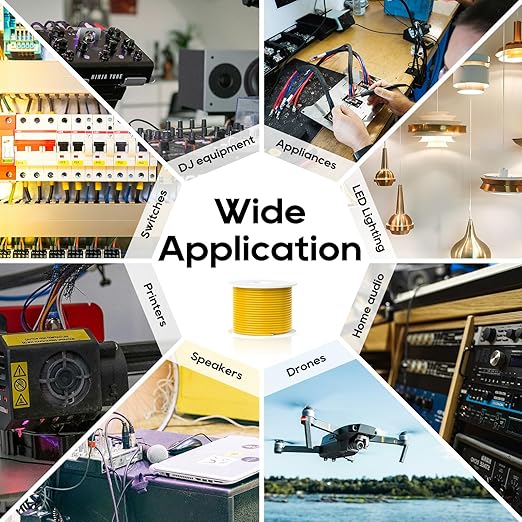 TOPDC 18 Gauge Electrical Wire, 50FT Automotive Wire Combo, Copper Clad Aluminium, Hook up Wire Kit Yellow for Car Audio,Automotive Wiring,LED Lighting,etc