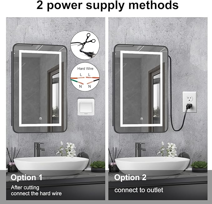 Black Lighted Medicine Cabinet Recessed Medicine Cabinets for Bathroom Medicine Cabinets with Mirror,3-Color LED Medicine Cabinet with Lights,Bathroom Mirror with Storage Wall Mounted,16x24