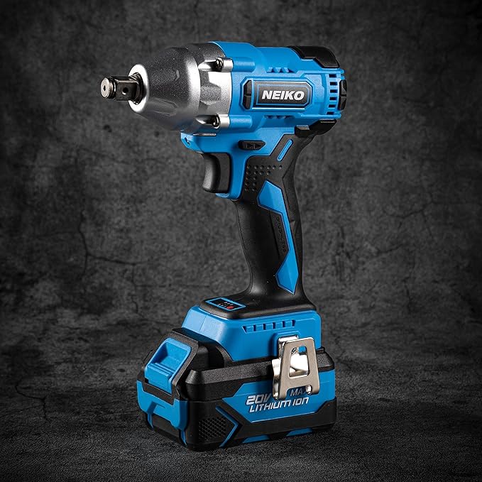 NEIKO 10883A Brushless Cordless Impact Wrench 1/2 Inch-Drive, 20-Volt Compact Impact, Cordless Power 1/2" Impact Gun for Car Tires w/Li-Ion Battery & Fast Charger, High Torque Electric Automotive Gun