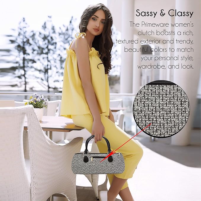 Wine Clutch Bag (Thermal Insulated) Trendy Women’s Carry Tote | Holds Red & White 750mL Bottles | Trendy Fashion | Incl. Portable Waiter-Style Corkscrew (Black Tweed)