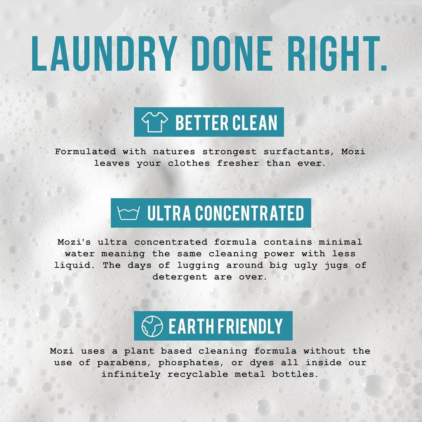 Laundry Detergent Liquid, Unscented, 50+ Loads, Concentrated, Non toxic, Plant Based Enzyme Cleaner, Phosphate & Paraben Free, Long Lasting Luxury Clean, Scent Free, 32 oz Recyclable Bottle