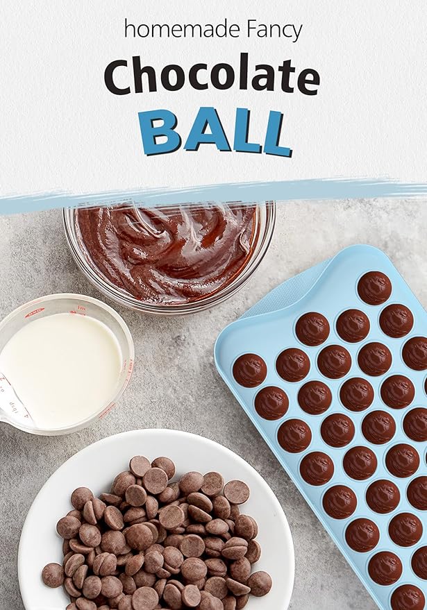 DOQAUS Round Ice Cube Trays with lid and Bin, 4 Pack Easy Pop Out Ice Trays for Freezer with Cover, Compact Circle Ice Cube Trays for Frezzer, Sphere Ice Cube Tray with Storage Ice Bucket Kits, Scoop