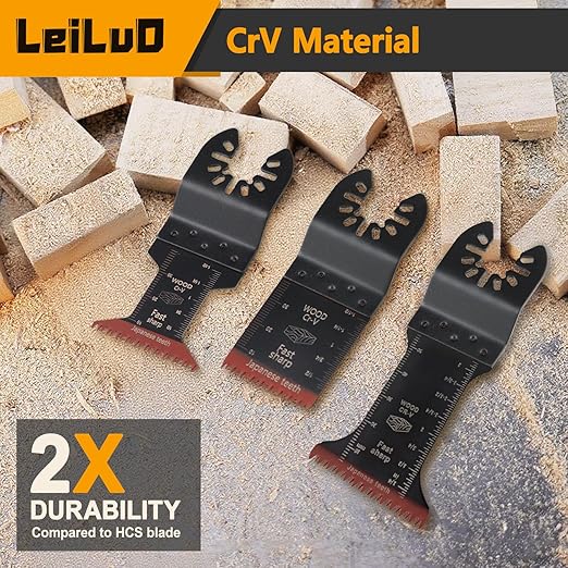 LEILUO 15Pcs Oscillating Saw Blades Japanese Teeth Multi Tool Blade Fast Cutting Wood Extra Long Oscillating Tool Blades Compatible with DeWalt Makita & More