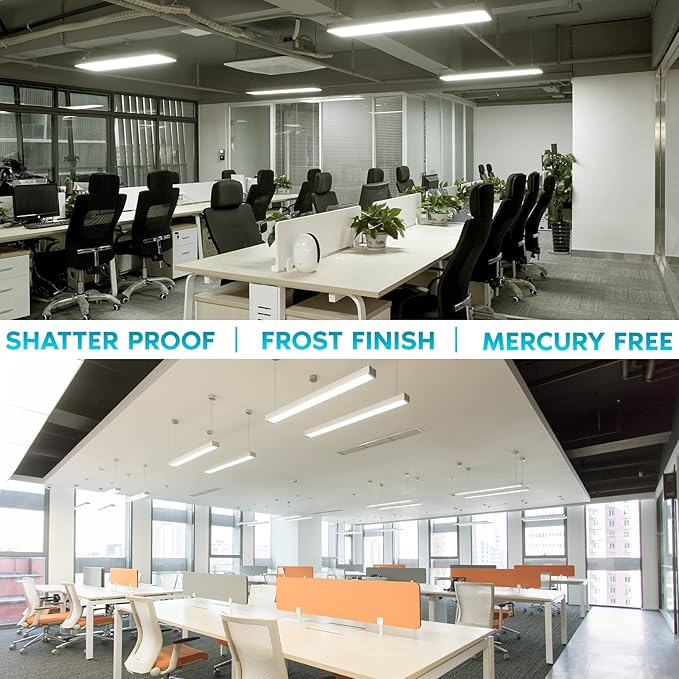 LUXRITE 12-Pack 4FT T5 LED Tube Lights, Type A+B, 24W=54W, 3500K Natural White, 45.78", Ballast and Ballast Bypass Compatible, Single or Double End Powered, F54T5 Fluorescent Replacement, Damp Rated