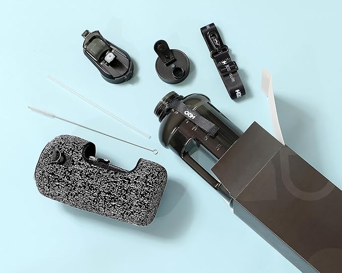 H2O Capsule 2.2L Half Gallon Water Bottle with Storage Sleeve and Covered Straw Lid – BPA Free Large Reusable Drink Container with Handle - Big Sports Jug, 2.2 Liter (74 Ounce)