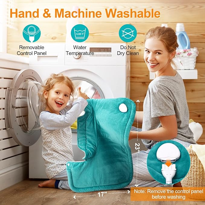 Heating Pad for Neck and Shoulders and Back, Christmas Birthday Gifts for Women Mom Mother, Weighted Neck Heating Pad for Back Pain Relief, Heating Pads Large, 6 Heat Settings 4 Auto-Off,17"x23" Blue