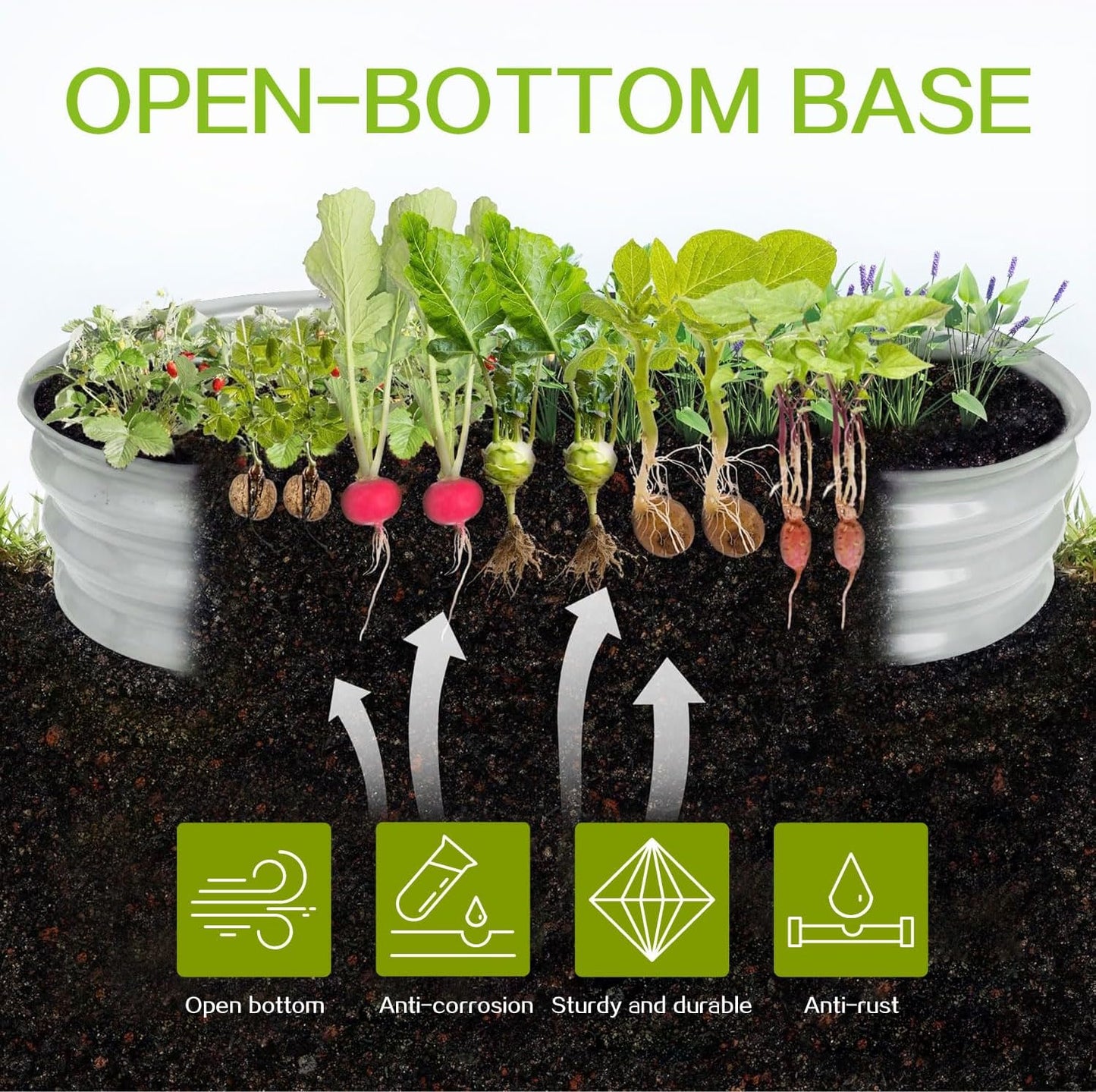 Gardmax 2 Pack Galvanized Raised Garden Bed, Lightweight Planter Boxes Outdoor with Easy Assembly, Large Garden Bed for Vegetables, Fruits, Flower Silver