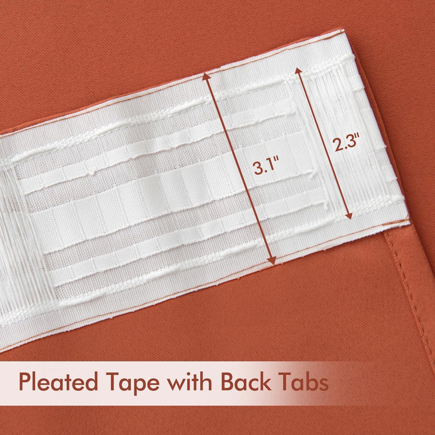 MIULEE Back Tab Burnt Orange Blackout Curtains 90 Inch Long 2 Panels Set for Living Room Bedroom, Fall Terracotta Rod Pocket/Pinch Pleated Thermal Insulated Room Darkening Light Blocking Curtains