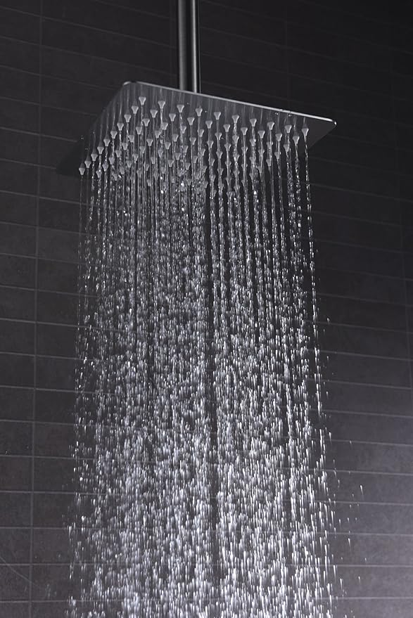 sumerain Shower System Brushed Nickel, Ceiling Mount Shower Faucet with Rough-in Valve, 8 Inches High Pressure Rain Shower Head