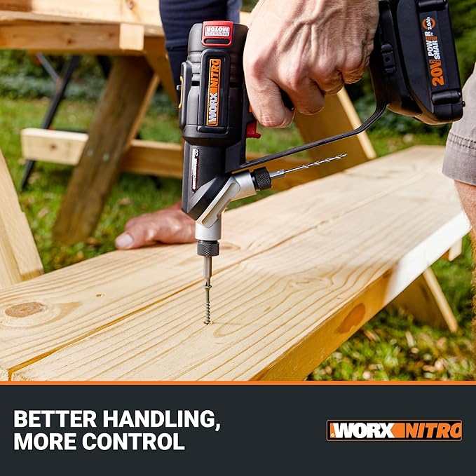 WORX Nitro 20V SwitchDriver 2.0 with 85 pc Accessory Kit, 2-in-1 Brushless Cordless Drill Driver, Drill Set Rotatable Dual 1/4" Chucks, WX177L.2 – (Battery & Charger Included)