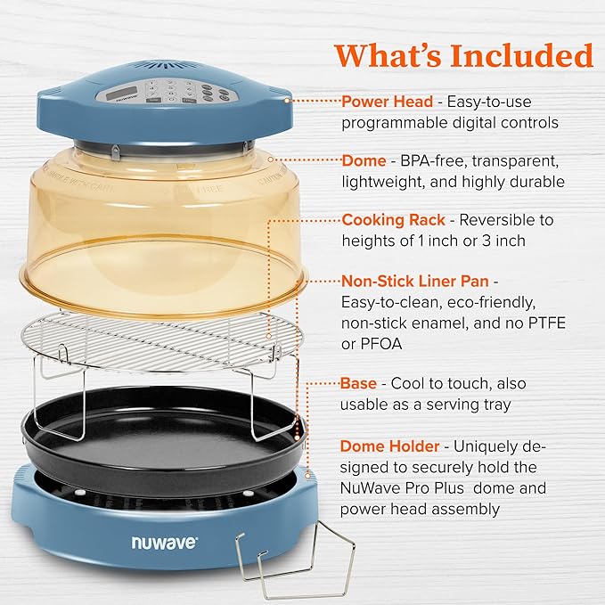 Nuwave Pro Plus 2 Infra-Red Oven, Countertop, Convection, Cook Fresh or Frozen, No Defrosting or Preheating, Cook Healthy, 360 Surround Heat, Adjustable Temps, 100 Presets, 50 Memory, Tough Power Dome