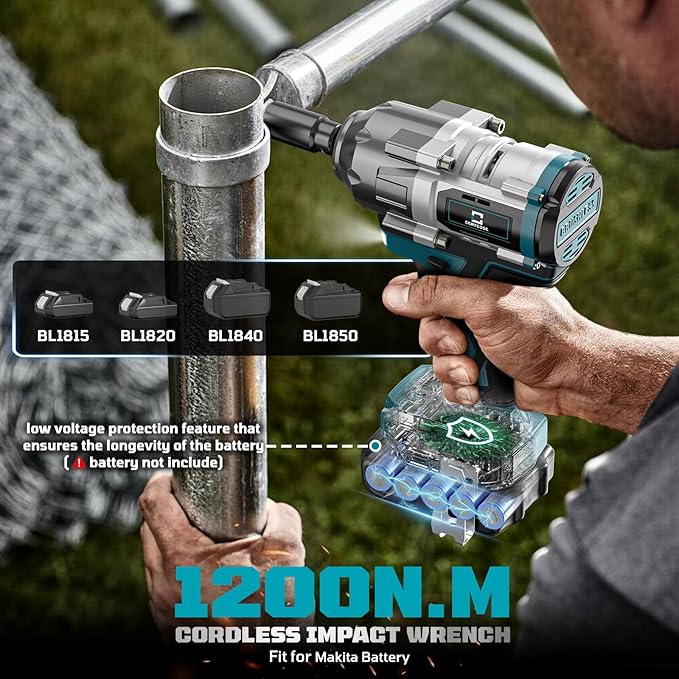 Cordless Impact Wrench 1/2 inch for Makita Battery, 900Ft-lbs Brushless High Torque Impact Gun with 2x5.0AH Battery ﻿