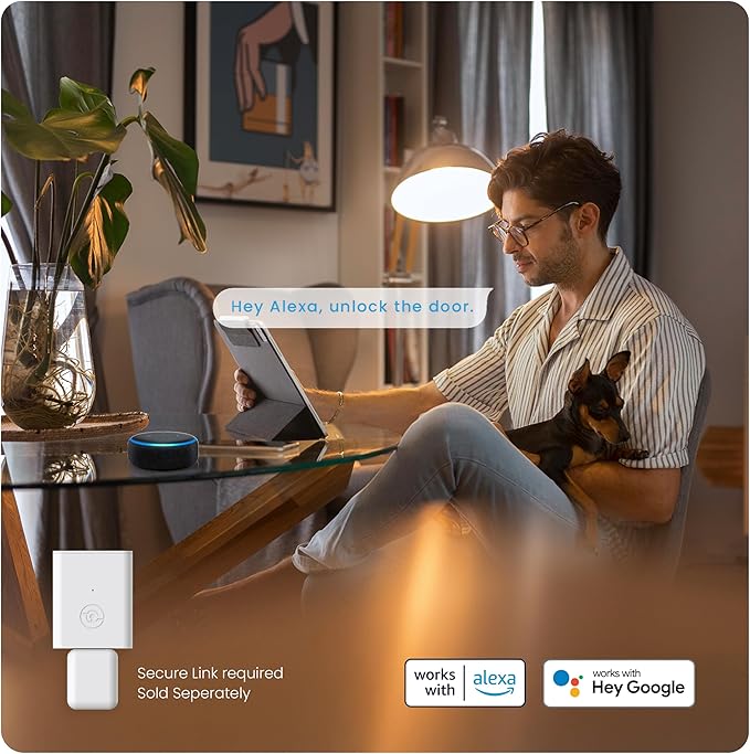 Lockly Smart Lock Model 6S, Bluetooth Smart Door Lock, Keyless Entry Door Lock, Touchscreen Keypad, App Control, eKeys and Offline Access Code, Auto Lock - Satin Nickel