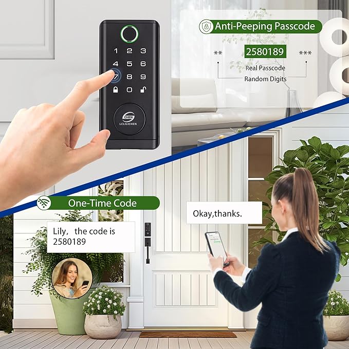Smart Lock for Front Door, Keyless Entry Deadbolt with Fingerprint, Keypad, App Control, 5-in-1 Waterproof Door Lock for Home, Office, Airbnb
