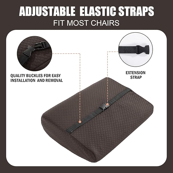 BALAPET Memory Foam Lumbar Support Pillow for Recliner Chair, Extra Large Back Support Cushion for Elderly, Supportive Lumbar Support Pillow, Thick Backrest for Home Reading, 20x14x5, Dark Coffee