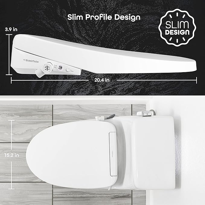 BidetMate 3000 Series Electric Toilet Seat Bidet with Unlimited Heated Water, Remote, and Adjustable Warm Air Dryer - Adjustable and Self-Cleaning - Fits Elongated Toilets