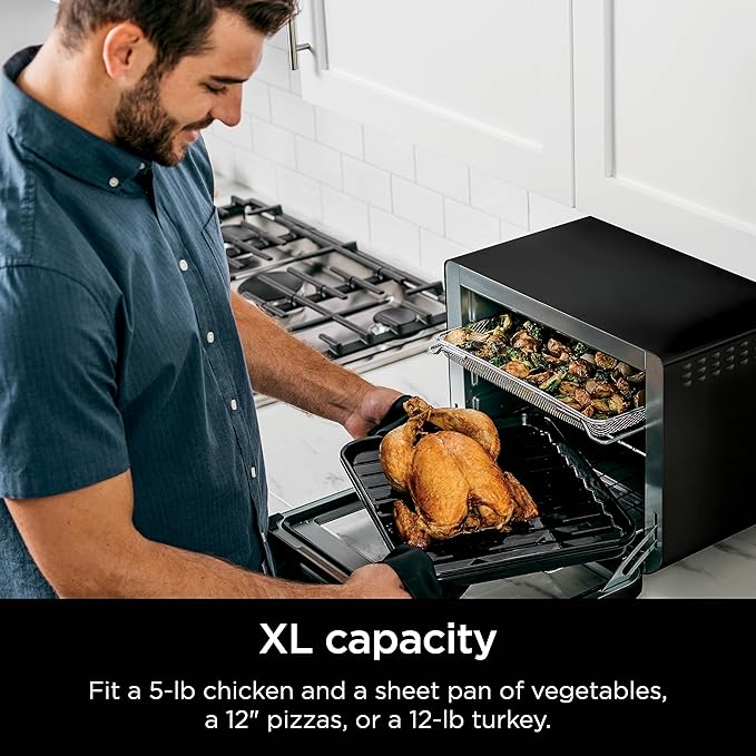 Ninja DT202BK Foodi 8-in-1 XL Pro Air Fry Oven, Large Countertop Convection Oven, Digital Toaster Oven, 1800 Watts, Black, 12 in.