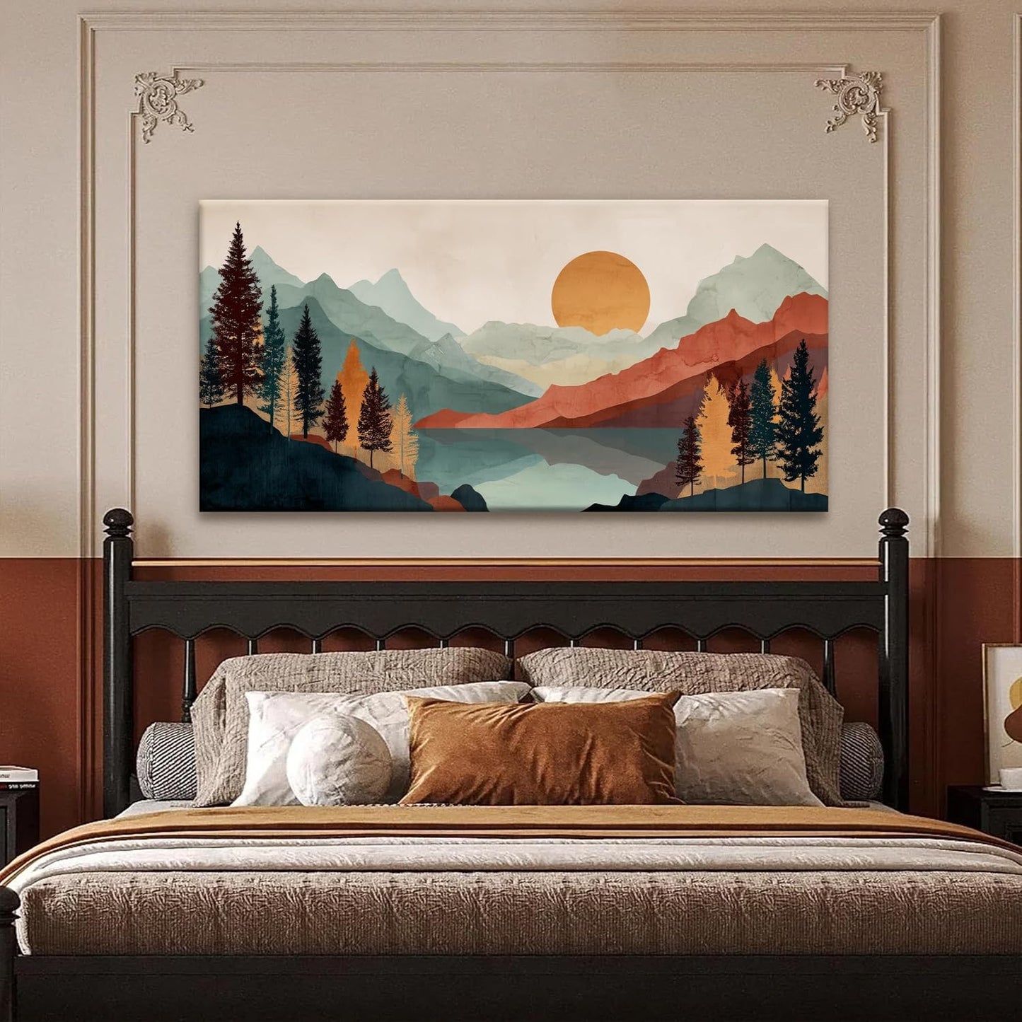 Tsomzxng Mountain Boho Wall Art For Bedroom Artwork Abstract Mountain Forest Landscapes Colorful Wall Art Painting Canvas Art Wall Decor Prints Ready To Hang Wall Pictures Home Wall Decor 20×40 Inch