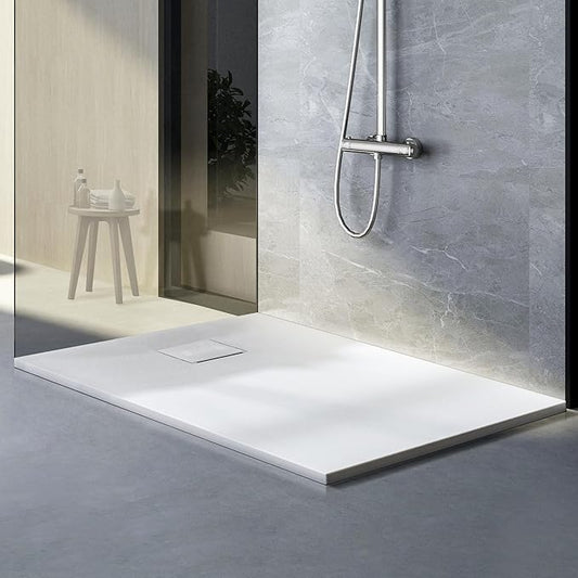 Shower Base with Drain, Non-Slip Shower Pan 60"×36", White SMC Shower Tray for Bathroom Assembly