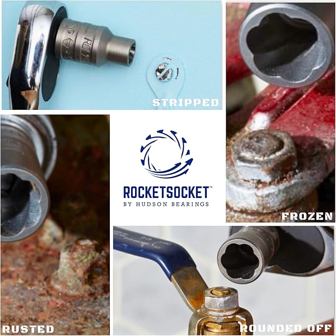 30 Piece Extraction Socket Tool Set | Made in USA Steel | ¼” and ⅜” Drive Impact Grade Bolt and Nut Remover Kit | Turbo Sockets for Stripped, Rounded, Frozen Bolts & Nuts | Nut Extractor Socket Set