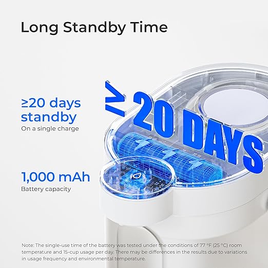 Waterdrop FreshTaste Electric Water Filter Pitcher, Dispenser, Water Purifier for Fridge, Reduce Chlorine, Lead, Copper, Replaces 1,800 Plastic Water Bottles a Year, 17-Cup, White, Does not Lower TDS