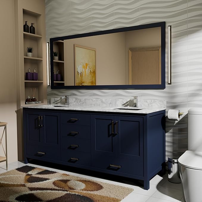Big Sur 72 in. W X 22 in. D Navy Blue Double Bath Vanity Cabinet Without Countertop