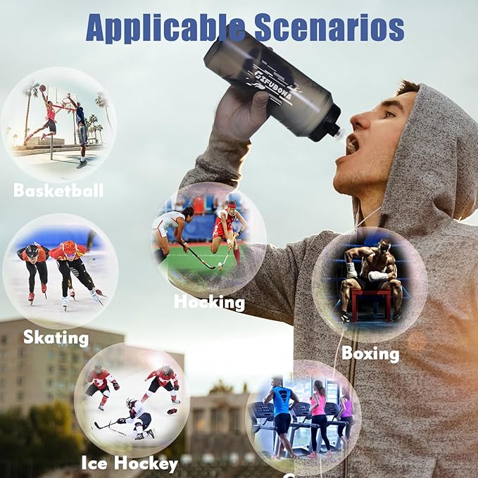 GIFUBOWA 32 oz Squeeze Water Bottle Bpa Free Easy Grip for Sports and Bike 2 Pack