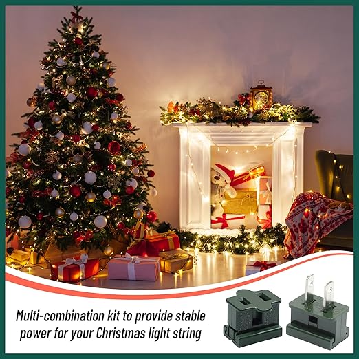 SPT-2 Vampire Plug Green Set Extension Cord End Replacement Plug Connector for Indoor Outdoor Christmas Light Strings and Small Household Appliances, UL Listed DIY Project 30 Pack