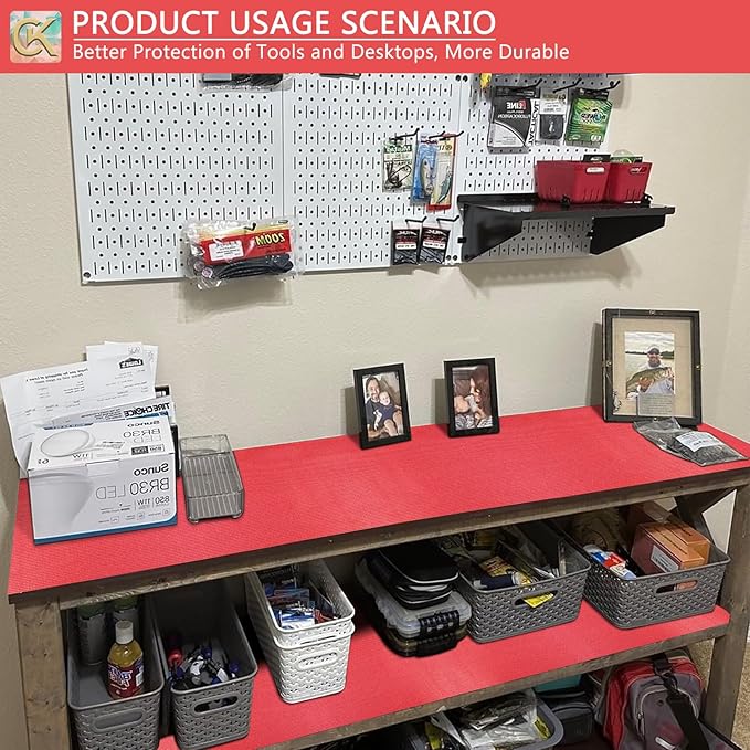 Foam Toolbox Liner Shelf Liner, Thickened Durable Pad Tool Box Mat for Protecting Your Tools, Work Surfaces, Garage, Chest -Red 3mm Thickness, 24 inch*24 ft