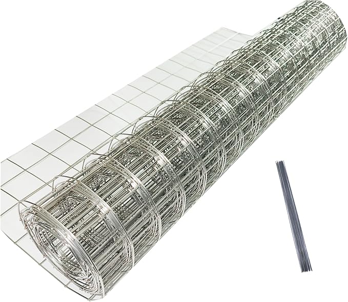 Stainless Steel Hardware Cloth Size:19Gauge 1inch 16inchx8Feet 304 Stainless Steel Welded Wire Mesh Supports Poultry Netting Cage Fence,Keep The Animals Out, Protecting New Plants