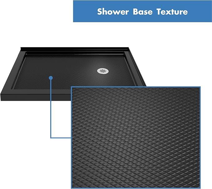 DreamLine SlimLine 36 in. D x 60 in. W x 2 3/4 in. H Right Drain Double Threshold Shower Base in Black, DLT-1036602-88