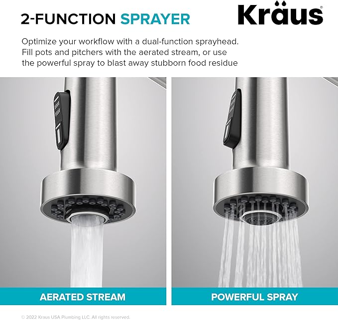 KRAUS Bolden Commercial Style 2-Function Single Handle Pull Down Kitchen Faucet in Brushed Brass/Matte Black, KPF-1610BBMB
