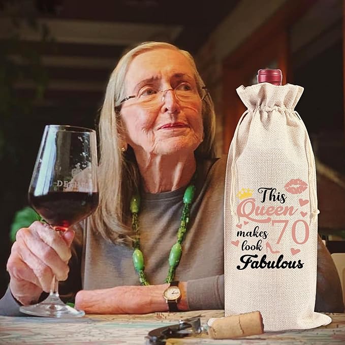 Happy Birthday Wine Bag Gift - 70th Birthday Gift Red Wine Bag 70th Birthday Gift Ideas Happy 70th Birthday Decor 70 Years Old Birthday Party Decoration Wine Bag Gifts for Women Men