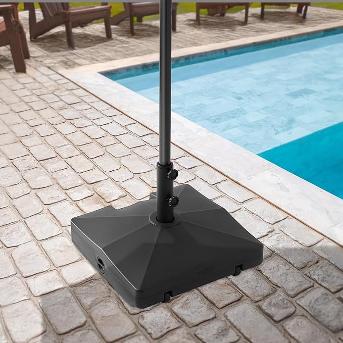 Casafield Patio Umbrella Base, 64lb Capacity, Fillable Heavy Duty Rolling Stand with Handle for Outdoor, Patio, Lawn, Deck, Poolside - Black